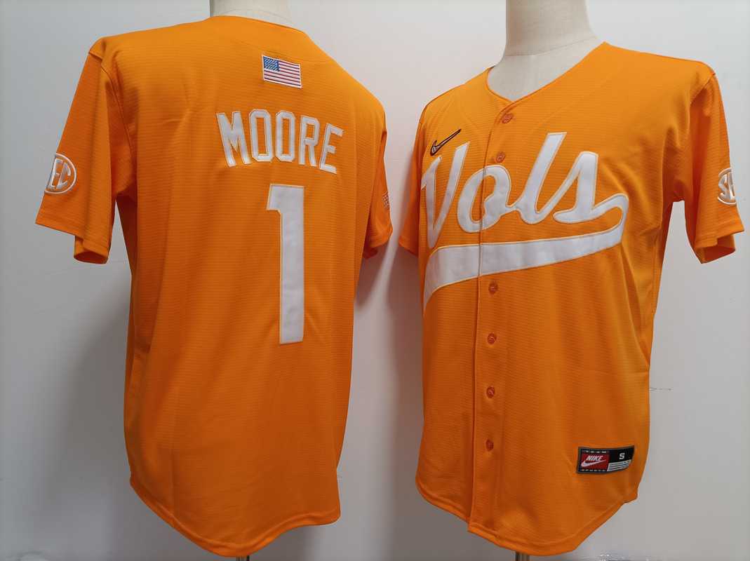 Mens Tennessee Volunteers #1 Christian Moore Orange Stitched Jersey->tennessee volunteers->NCAA Jersey